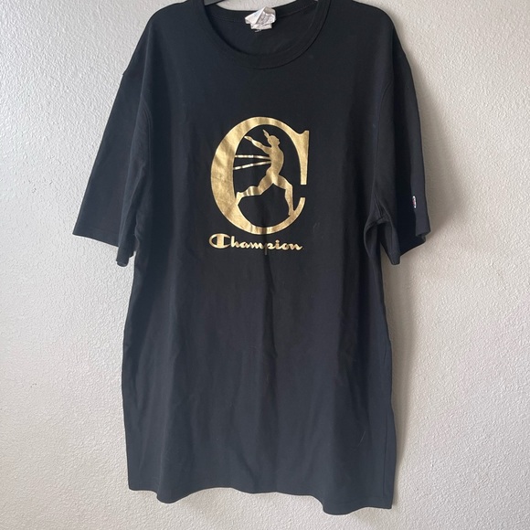 Champion Men's Metallic Running Man T-Shirt - Black/Gold sz Large - Picture 5 of 5